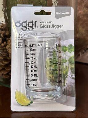 Oggi 4 oz Glass Measuring Jigger Barware NEW